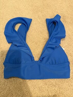 Aerie cobalt royal Blue Ruffle V-Neck bikini top sz XS